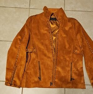 Brown Suede Jacket with Stud Details